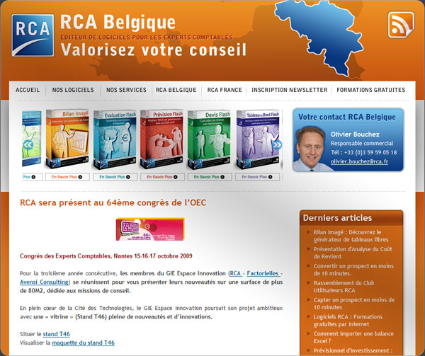 Capture du blog professionnel typepad : RCA Belgique
